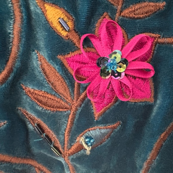 Teal Velvet Embroidered Skirt – NWT– Perfect for Halloween Costumes & Fantasy - Picture 7 of 10